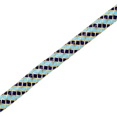 Lot 667 - Gold and Turquoise and Royal Blue Enamel Bracelet
