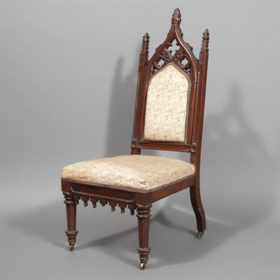 Lot 367 - Gothic Revival Carved Mahogany Parlor Side...