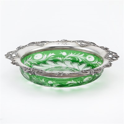 Lot 224 - Gorham Sterling Silver Mounted Overlay Glass...