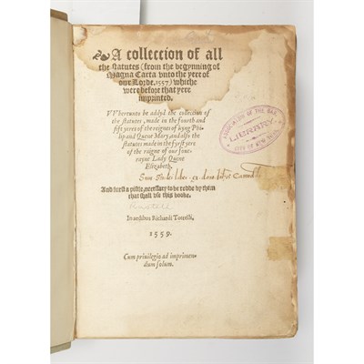 Lot 301 - [ENGLISH LAW] A colleccion of all the statutes...