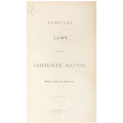 Lot 238 - [INDIAN LAWS - CHEROKEE] Compiled laws of the...