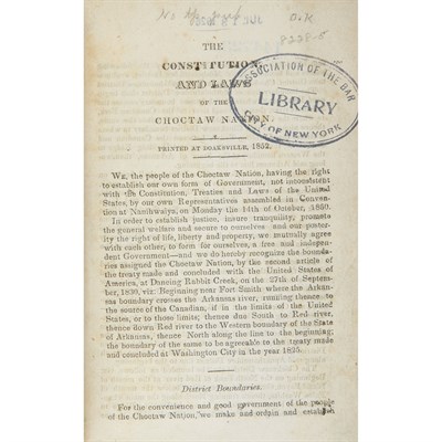 Lot 239 - [INDIAN LAWS - CHOCTAW] The Constitution and...