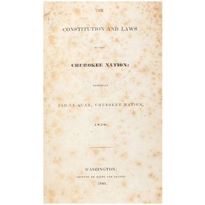 Lot 235 - [INDIAN LAWS - CHEROKEE] Constitution and Laws...