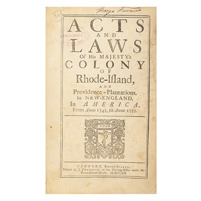 Lot 32 - [RHODE ISLAND - JAMES FRANKLIN, JR. IMPRINT]...