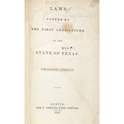 Lot 248 - [TEXAS] Laws passed by the First [...Third]...