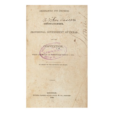 Lot 244 - [TEXAS] Ordinances and Decrees of the...