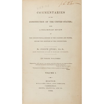 Lot 47 - [CONSTITUTION] STORY, JOSEPH. Commentaries on...