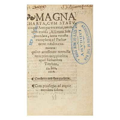 Lot 299 - [MAGNA CARTA] Magna Charta, cum statutis quæ...
