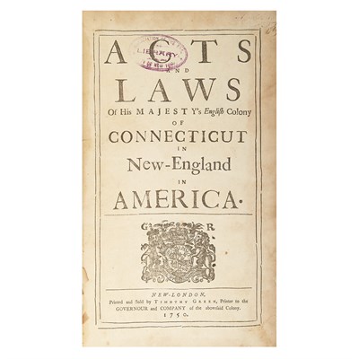 Lot 26 - [CONNECTICUT] Acts and Laws of his Majesty's...
