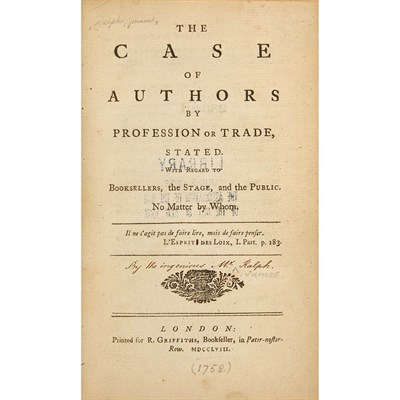 Lot 67 - [RALPH, JAMES] The Case of Authors by...