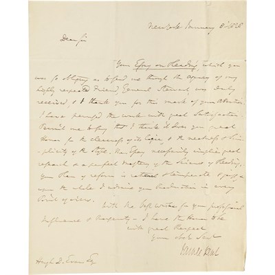 Lot 146 - KENT, JAMES Autograph letter signed. New York:...