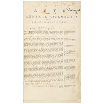 Lot 196 - [KENTUCKY] Acts passed at the first session of...