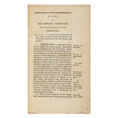 Lot 206 - [INDIANA TERRITORY] Laws of the Indiana...