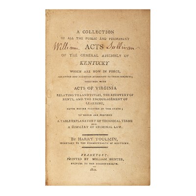 Lot 199 - [KENTUCKY] TOULMIN, HARRY. A Collection of All...