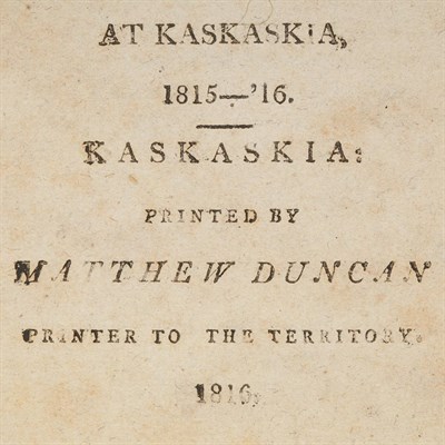 Lot 208 - [ILLINOIS TERRITORY] Laws passed by the...