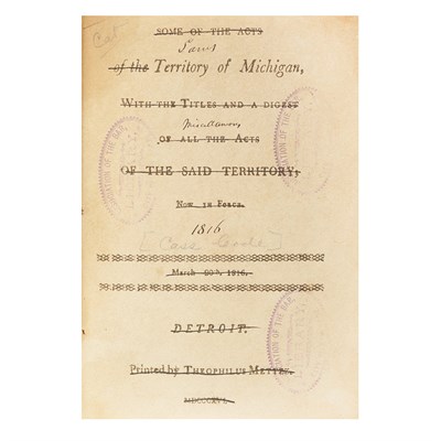 Lot 210 - [MICHIGAN TERRITORY] Some of the Acts of the...