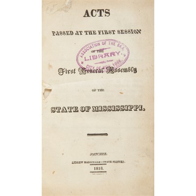 Lot 226 - [MISSISSIPPI] A long run of the statute law of...