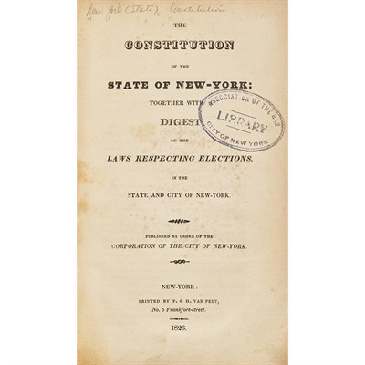 Lot 34 - [NEW YORK] The Constitution of the State of...