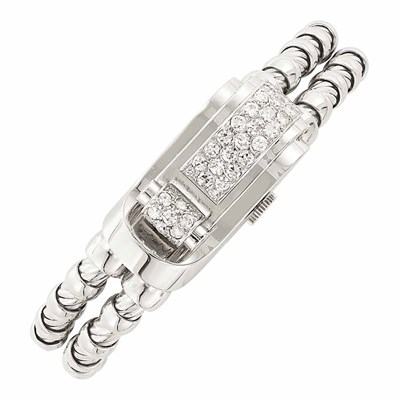 Lot 135 - Double Strand Platinum and Diamond Bracelet-Watch, Boucheron, Paris