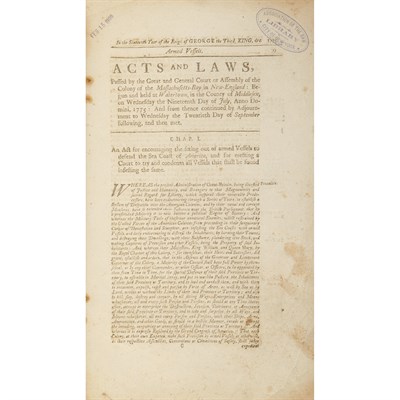 Lot 105 - [MASSACHUSETTS - REVOLUTION] Group of printed...