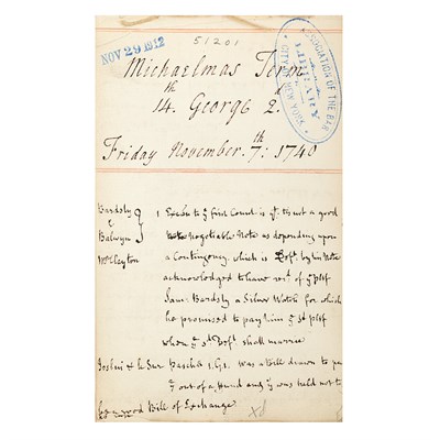Lot 319 - [MANUSCRIPT] [Notes from the Kings Bench,...