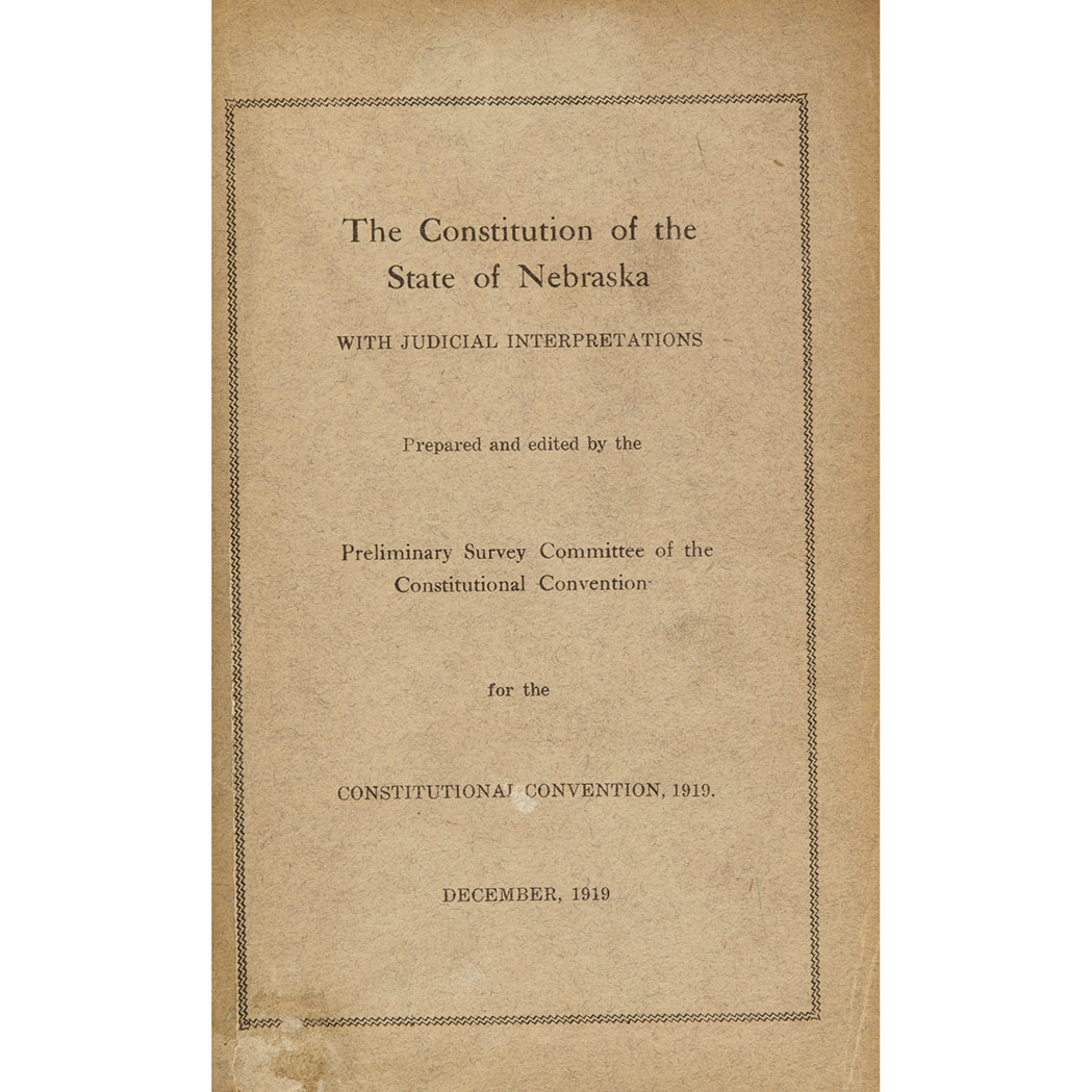 Lot 75 - [NEBRASKA] The Constitution of the State of...