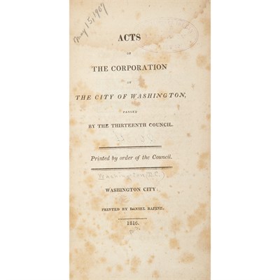 Lot 186 - [WASHINGTON D.C.] Acts of the Corporation of...