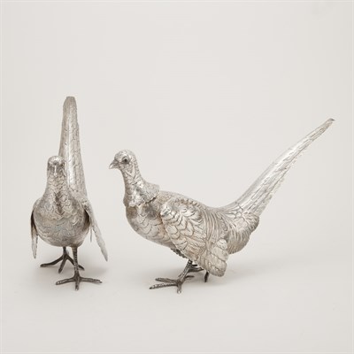 Lot 243 - Pair of Sterling Silver Figures of Pheasants...