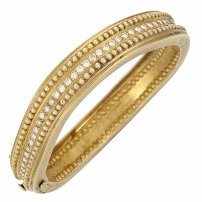Lot 275 - Gold and Diamond Bangle Bracelet