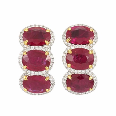 Lot 752 - Pair of White Gold, Ruby and Diamond Earclips, Piranesi