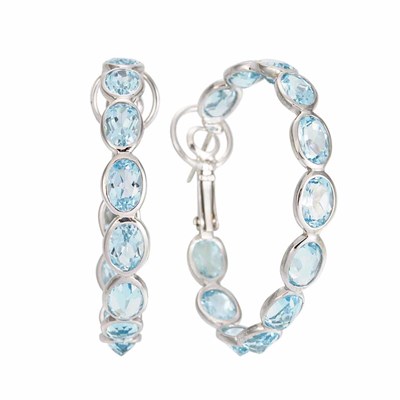 Lot 434 - Pair of White Gold and Blue Topaz Hoop Earrings, Piranesi