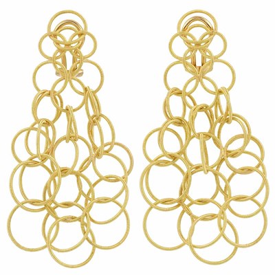 Lot 271 - Pair of Gold 'Hawaii' Pendant-Earrings, Buccellati