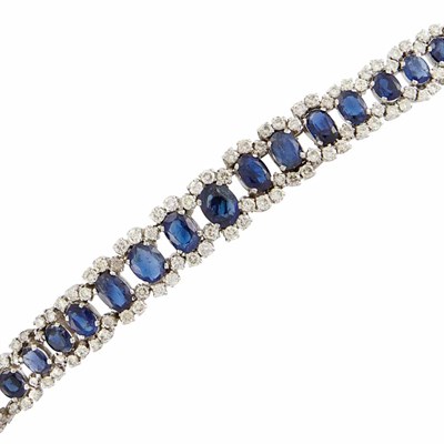 Lot 488 - Silver, Sapphire and Diamond Bracelet