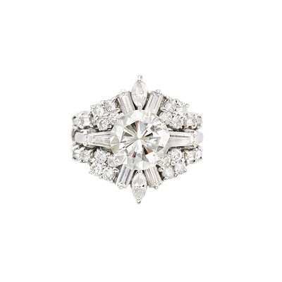 Lot 892 - Platinum and Diamond Ring with White Gold and Diamond Insert Ring