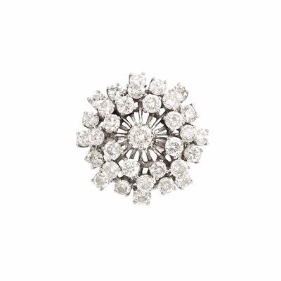 Lot 910 - White Gold and Diamond Cluster Dome Ring