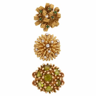 Lot 660 - Three Gold, Diamond and Gem-Set Rings
