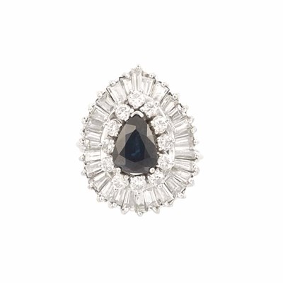Lot 898 - White Gold, Sapphire and Diamond Ballerina Ring