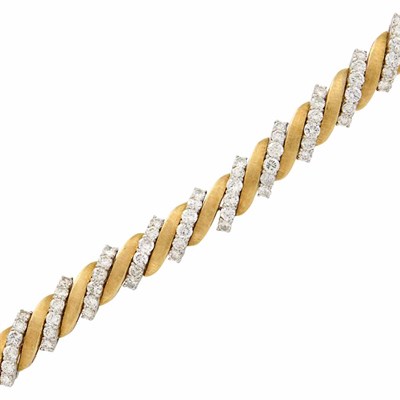 Lot 331 - Gold, Platinum and Diamond Bracelet