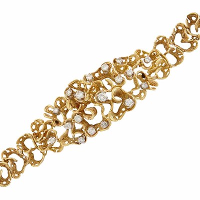 Lot 338 - Gold and Diamond Bracelet