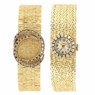 Lot 842 - Gold Bracelet-Watch and Gold and Diamond Wristwatch
