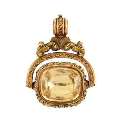 Lot 564 - Antique Gold, Variegated Gold and Citrine Fob