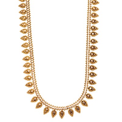 Lot 570 - Two-Color Gold Fringe Necklace