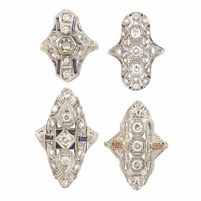 Lot 920 - Four Pierced Diamond Rings