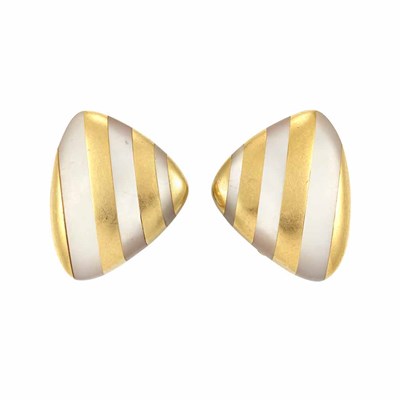Lot 380 - Pair of Gold and Mother-of-Pearl Earrings, Angela Cummings