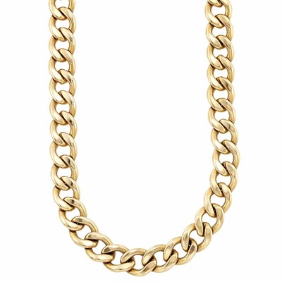 Lot 407 - Long Gold Curb Link Chain Necklace