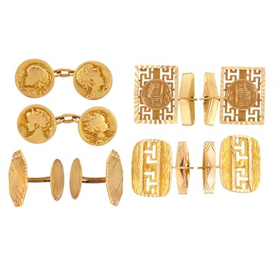 Lot 789 - Four Pairs of Gold Cufflinks