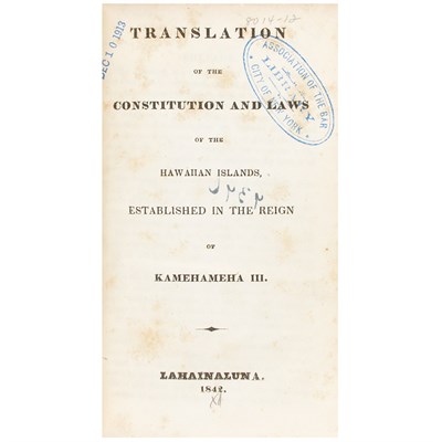 Lot 275 - [HAWAII] Translation of the Constitution and...
