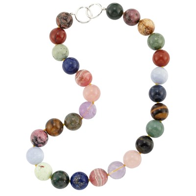 Lot 902 - Hardstone Bead Necklace with Sterling Silver Clasp, Tiffany & Co., Paloma Picasso