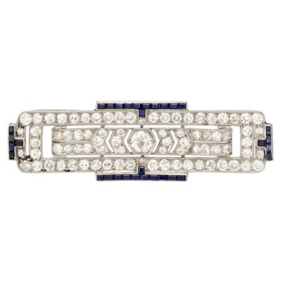 Lot 477 - Platinum, Diamond and Sapphire Brooch