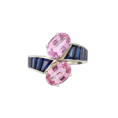 Lot 248 - Platinum, Pink Topaz and Sapphire Ring